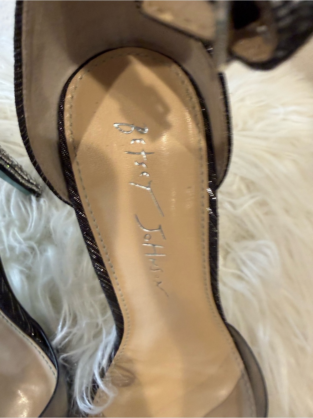 Betsey Johnson Black Crystal-Embellished Pointed-Toe Ankle-Strap Heels - Picture 6 of 12